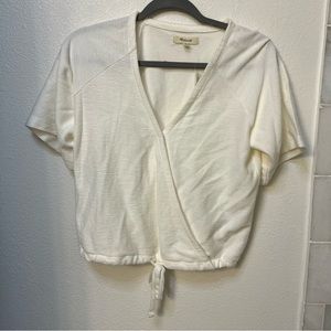 Madewell Ottoman Jacquard Faux Wrap Top